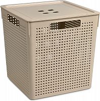 картинка Коробка для хранения VIOLET Коробка для хранения квадратная "Лофт" с крышкой 23л 294х294х301 (латте) 6923120 от магазина Tovar-RF.ru