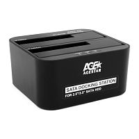 картинка agestar 3ubt6-6g докстанция 2x2.5"/3.5" sata hdd/ssd agestar 3ubt6-6g, usb3.0, пластик, черный, uasp от магазина Tovar-RF.ru