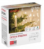картинки электрогирлянда vegas 55127 электрогирлянда "свечи на прищепках" 6 теплых led ламп, зеленый провод, 1,5 м, соединяемая, 220 v /20 от магазина Tovar-RF.ru