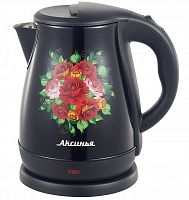 картинка чайник элекрический аксинья кс-1051 черный нерж "узоры".: 1,8л от магазина Tovar-RF.ru