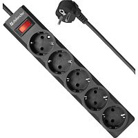 картинка defender фильтр es largo 1.8 м, 5 розеток, черный [99497] от магазина Tovar-RF.ru