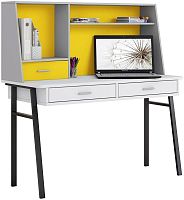 картинка Детская мебель POLINI Стол письменный kids Aviv 1455 с надстройкой и ящиками белый/серый-желтый (4 кор.) POLINI Стол письменный kids Aviv 1455 с надстройкой и ящиками белый/серый-желтый (4 кор.) от магазина Tovar-RF.ru