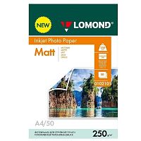 картинка Фотобумага Lomond A4, для струйной печати, 50л, 250г/м2, белый, покрытие матовое /матовое [0102101] от магазина Tovar-RF.ru