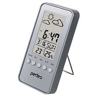 картинка perfeo часы-метеостанция "window", серебряный, (pf-s002a) время, температура, влажность, дата от магазина Tovar-RF.ru
