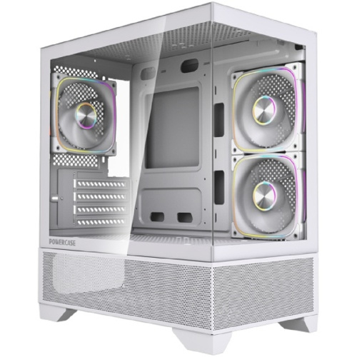 картинка Powercase Корпус Vision Micro M4W, Tempered Glass, Type-C, 3x 120mm ARGB PWM Fan, белый, mATX  (CVMM4W-A3) от магазина Tovar-RF.ru