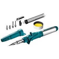 картинка KRAFTOOL  Набор "PRO": Паяльник газовый, 3в1, пьезоподжиг, 5 насадок, припой, защитный колпачок, чистка жал, 1300С (55503-H10) от магазина Tovar-RF.ru