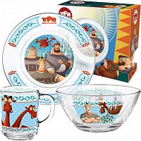 картинка Набор посуды ND PLAY 310844 Набор посуды "Три Богатыря", Дизайн 1 (3 предмета, подарочная упаковка), стекло от магазина Tovar-RF.ru