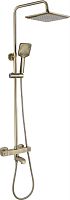 картинка Стойка душевая со смесителем GFMARK 3101 Смеситель+стойка душевая тропический душ с ТЕРМОСТАТОМ, с двумя лейками, цвет бронза от магазина Tovar-RF.ru