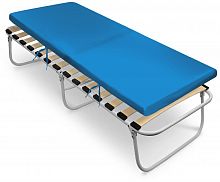 картинка Кровать раскладная усиленная с мягким матрасом NIKA РК7М/С синий от магазина Tovar-RF.ru