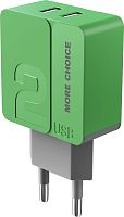 картинка сзу more choice (4627151191904) nc46i 2usb 2.4a для 8-pin - 1м green от магазина Tovar-RF.ru