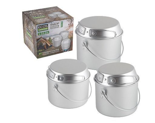картинка ecos набор котелков походных (1.2л; 1.8л; 3л) camp-s1 991008 магазин Tovar-RF.ru являющийся официальным дистрибьютором в России картинка ecos набор котелков походных (1.2л; 1.8л; 3л) camp-s1 991008от магазина Tovar-RF.ru