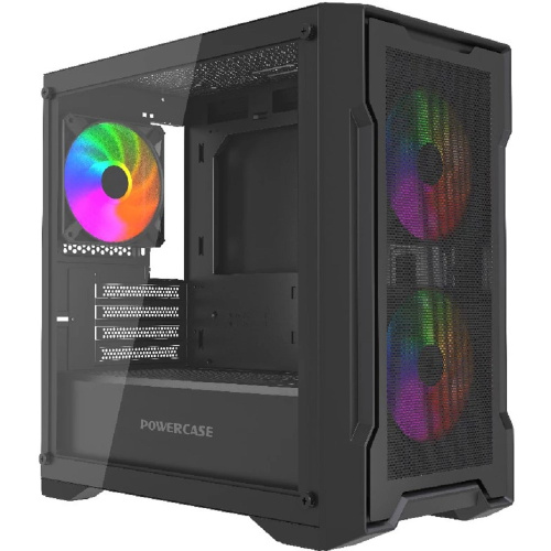 картинка Powercase Корпус Mistral Micro X3B ARGB, Tempered Glass, 3x 120mm ARGB PWM Fan, чёрный, mATX  (CMMXB-A3) от магазина Tovar-RF.ru