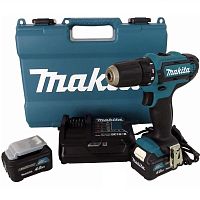 картинка Makita HP333DWME Дрель ак(уд) { 12В,2х4 Ач Li-ion(слайдер),БЗП-10мм,0-450\1700об\м,30\14Нм,1.1кг,чем,подсв } от магазина Tovar-RF.ru