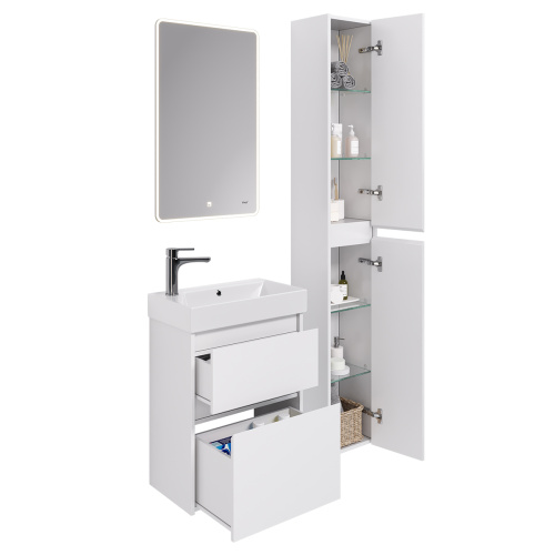 картинка Тумба SLIM, 55 см, подвесная/напольная, 2 ящика, белый глянец от магазина Tovar-RF.ru фото 10