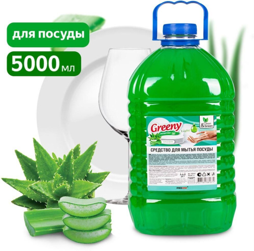 картинка Средство для мытья посуды CLEAN&GREEN CG8167 Greeny Light Алоэ вера 5л от магазина Tovar-RF.ru