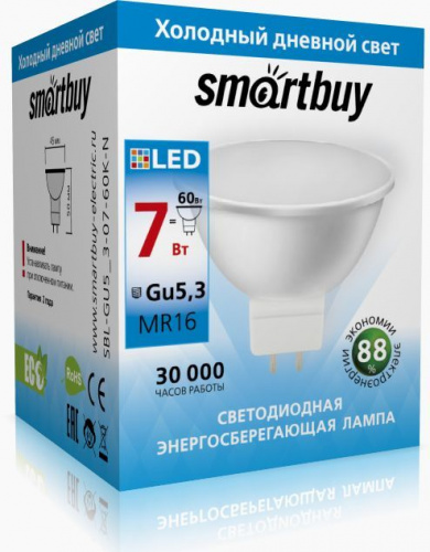картинка Лампочка SMARTBUY (SBL-GU5_3-07-60K-N) 7W/6000K/GU5.3 от магазина Tovar-RF.ru