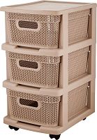 картинка Комод KEEPLEX KL379522005 Ajur с корзинами на колесиках трехсекционный компакт 37х30х52см бежевый топаз от магазина Tovar-RF.ru