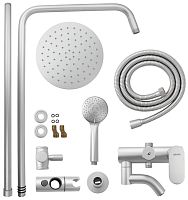 картинка Душевой комплект BRIMIX 87705 Смеситель + стойка душевая тропический душ с двумя лейками из алюминия от магазина Tovar-RF.ru