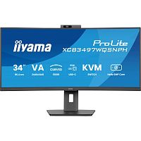 картинка lcd iiyama 34" xcb3497wqsnph-b1 черный {va curved 3440x1440 120hz 0.4ms 350cd 3000:1 hdmi(1.4b/2.0) displayport 2x5w 2xusb-c rj-45 has vesa freesync premium} от магазина Tovar-RF.ru