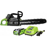 картинка Greenworks Цепная пила аккумуляторная GreenWorks  GD40CS15K2, 40V, 35 см, бесщеточная,  до 1,5 КВТ, с АКБ 2АЧ и ЗУ [2005707UA] от магазина Tovar-RF.ru