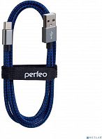 картинка  perfeo кабель usb2.0 a вилка - usb type-c вилка, черно-синий, длина 1 м. (u4903) от магазина Tovar-RF.ru