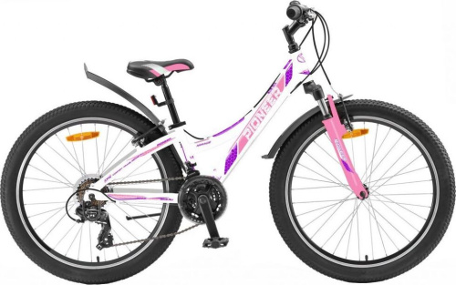 картинка велосипед pioneer mirage 26"/14" white-pink-violetот магазина Tovar-RF.ru