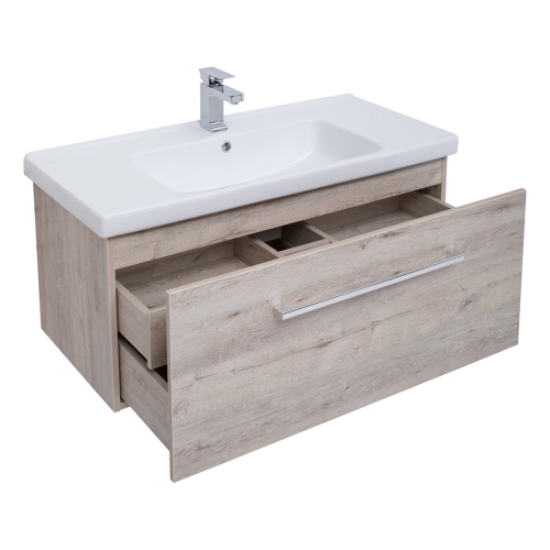 картинка Тумба BIG INN, 100 см, подвесная, 1 ящик + выдвижной внутренний ящик, дуб кантри от магазина Tovar-RF.ru фото 9