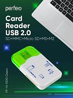 картинка картридер perfeo (pf_4258) card reader sd/mmc+micro sd+ms+m2, (pf-vi-r010 green) зеленый от магазина Tovar-RF.ru