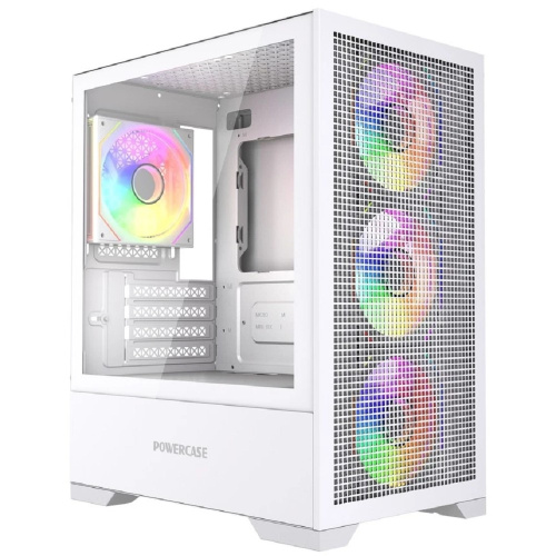 картинка Powercase Mistral Micro B315W, Tempered Glass, 4x 120mm ARGB PWM Fan, белый, mATX  (CMMB315W-A4) от магазина Tovar-RF.ru