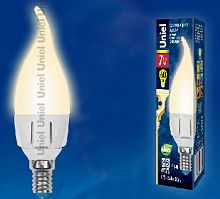 картинка Лампа светодиодная UNIEL (UL-00002416) LED-CW37 7W/WW/E14 свеча на ветру Теплый белый свет от магазина Tovar-RF.ru