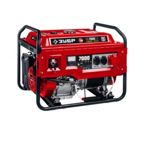 картинка ЗУБР Бензиновый генератор с электростартером 7000 Вт 380 / 220 В  [СБ-7000Е-3] от магазина Tovar-RF.ru