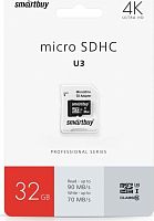 картинка карта памяти smartbuy (sb32gbsdcl10u3-01) micro sdhc 32gb class10 pro u3 r/w: 90/70 mb/s (с адаптером sd) от магазина Tovar-RF.ru