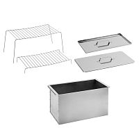 картинка коптильня grinda "barbecue", нержавеющая сталь, двухъярусная, без ножек, с поддоном, 500*270*270*1,0мм [427790]от магазина Tovar-RF.ru