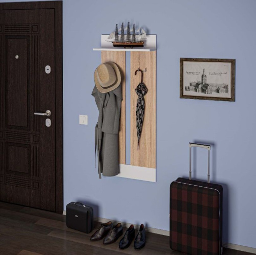 картинка Вешалка МЕБЕЛЬ-КОМПЛЕКС НОРДИК Вешалка навесная исп. 2 Дуб сонома/Белая Аляска МЕБЕЛЬ-КОМПЛЕКС НОРДИК Вешалка навесная исп. 2 Дуб сонома/Белая Аляска от магазина Tovar-RF.ru