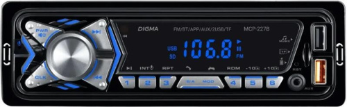 картинка автомагнитола digma mcp-227b 1din 2x45вт bt5.0 usb2.0 aux 2 пду от магазина Tovar-RF.ru