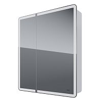 картинка Шкаф зеркальный POINT, 70 см, 2 дверцы, 2 стеклянные полки, инфракрасный выключатель, LED-подстветка, розетка, белый от магазина Tovar-RF.ru