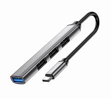 картинка usb-хаб hoco (6931474765468) hb26 metal grey от магазина Tovar-RF.ru