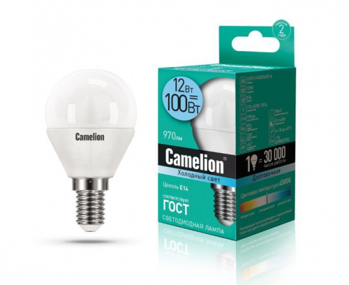 картинка Лампа CAMELION (13695) LED12-G45/845/E14/12Вт/4500К от магазина Tovar-RF.ru