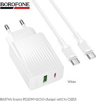 картинка сзу borofone (6941991122804) bas74aaa 1usb+1type-c 3.0a qc3.0 pd20w для type-c type-c white от магазина Tovar-RF.ru