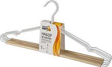 картинка РЫЖИЙ КОТ Набор вешалок металлических с деревянной перекладиной Винтаж, цвет белый, 5 шт (107895) РЫЖИЙ КОТ Набор вешалок металлических с деревянной перекладиной Винтаж, цвет белый, 5 шт (107895) от магазина Tovar-RF.ru