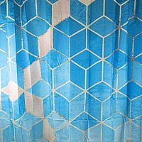 картинка Штора САНАКС 01-89 Штора с рисунком голубые КУБЫ, в ванную комнату, без колец - полиэстэр от магазина Tovar-RF.ru