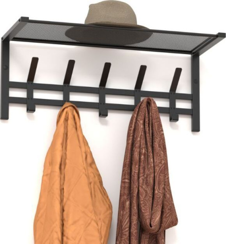 картинка Вешалка настенная ЗМИ Торонто 21 с полкой черная ВСПТ21 ЗМИ Торонто 21 с полкой черная ВСПТ21 от магазина Tovar-RF.ru