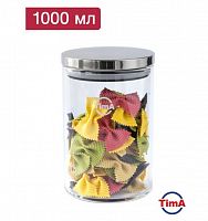 картинка Банка для сыпучих продуктов Tборосиликатное стекло, металлическая крышка TIMA Банка для сыпучих продуктов 1000мл, боросиликатное стекло, металлическая крышка MS-1000 от магазина Tovar-RF.ru