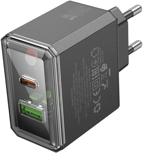 картинка сзу borofone (6941991110641) 1usb+1type-c 3.0a qc3.0 pd 30w black от магазина Tovar-RF.ru