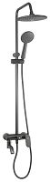 картинка Душевой комплект BRIMIX 80705 Смеситель+стойка душевая тропический душ с двумя лейками из алюминия ГРАФИТ от магазина Tovar-RF.ru
