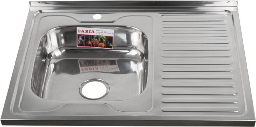 картинка мойка накладная fabia 62275l мойка 80х60 наклад левая 0.6 мм + большой сифон с переливом от магазина Tovar-RF.ru