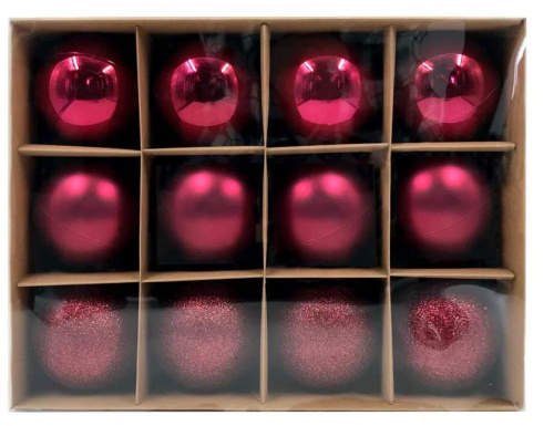 картинка Набор ёлочных шаров WINTER GLADE Набор ёлочных шаров, пластик, 8 см, 12 шт, красный микс, 8012G003 от магазина Tovar-RF.ru