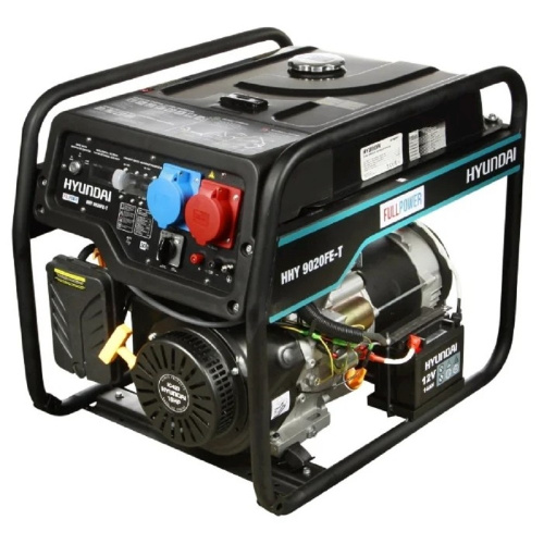 картинка HYUNDAI [HHY 9020FE-T] Генератор бензиновый { Запуск ручной/электро, HYUNDAI IC420, 4-х такт, дв. 16 л.с., 420 см3, 230-400В/50Гц, 6,5 кВт/nom 6,0 кВт, Вес 86 кг } от магазина Tovar-RF.ru