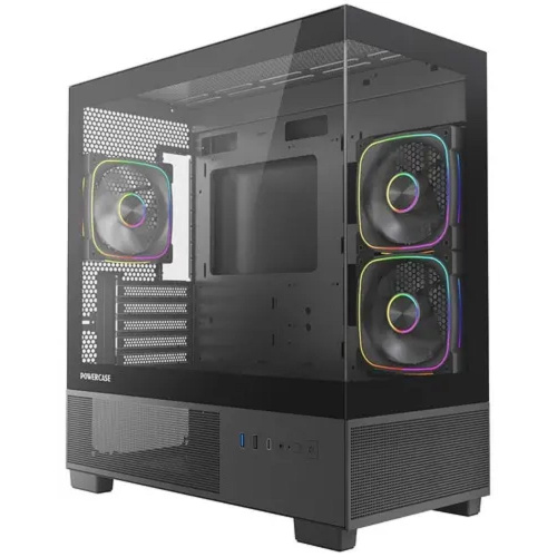 картинка Powercase Корпус Vision Micro S3B, Tempered Glass, Type-C, 3x 120mm ARGB PWM Fan, чёрный, mATX  (CVMMSB-A3) от магазина Tovar-RF.ru