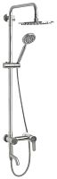 картинка Душевой комплект МАГНУС 9237 Смеситель+стойка душевая тропический душ БОКОВОЙ с двумя лейками из нержавеющей стали от магазина Tovar-RF.ru